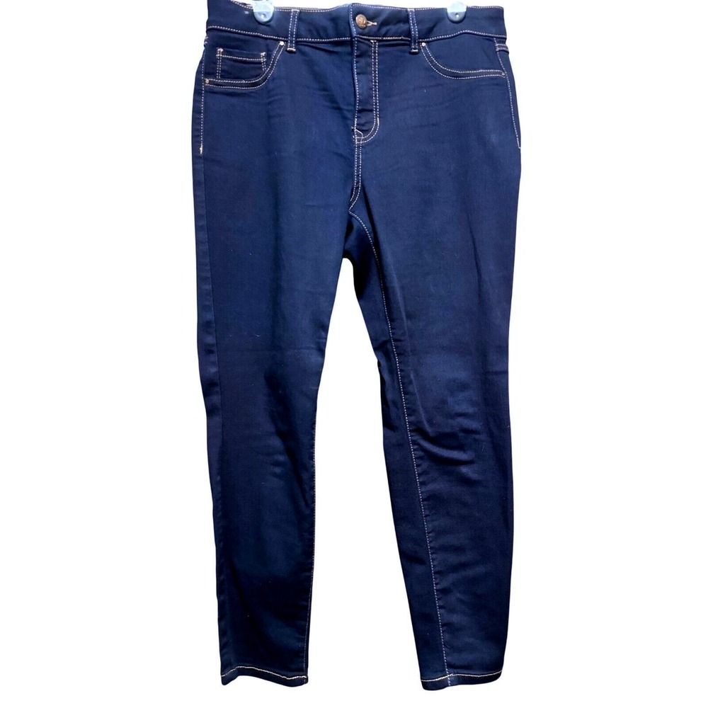 d.jeans‎ Womens Dark Wash Skinny Jeans Size 12 Contrast Stitch Stretch Denim